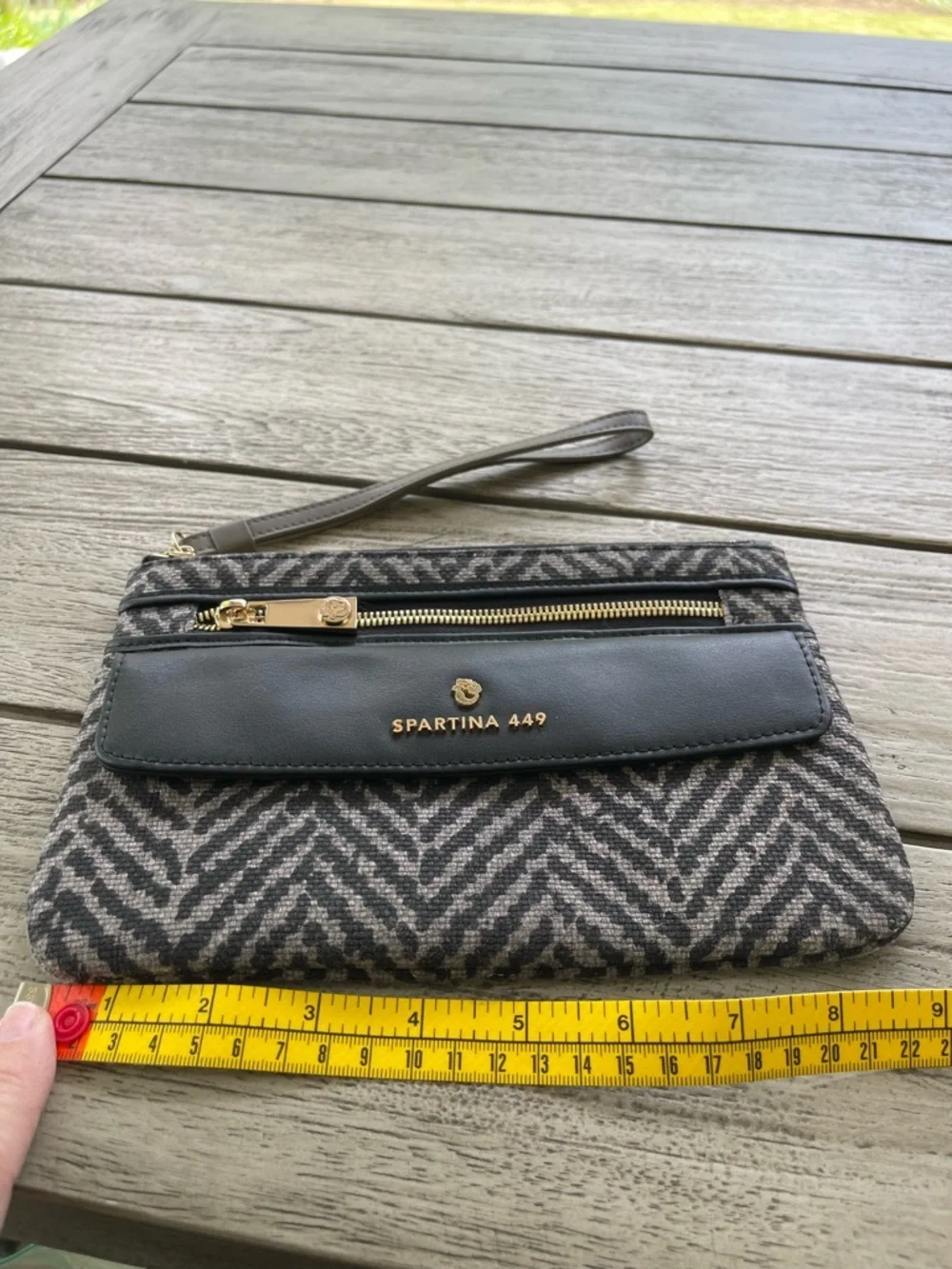 Spartina 449 Maritime Ava Black and Gray Chevron Phone Wristlet